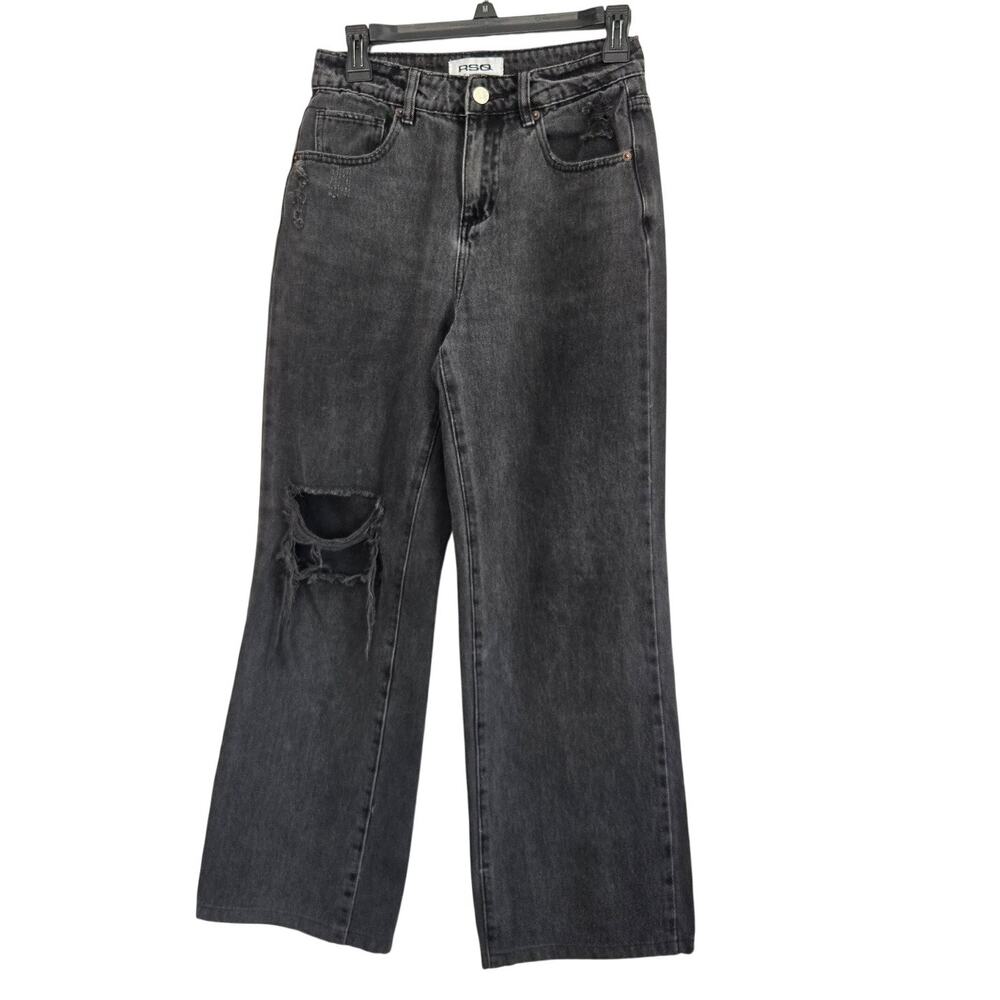 90s Grunge Y2K Skate RSQ High Rise Baggy Wide Leg Jeans in Washed Black Size 25